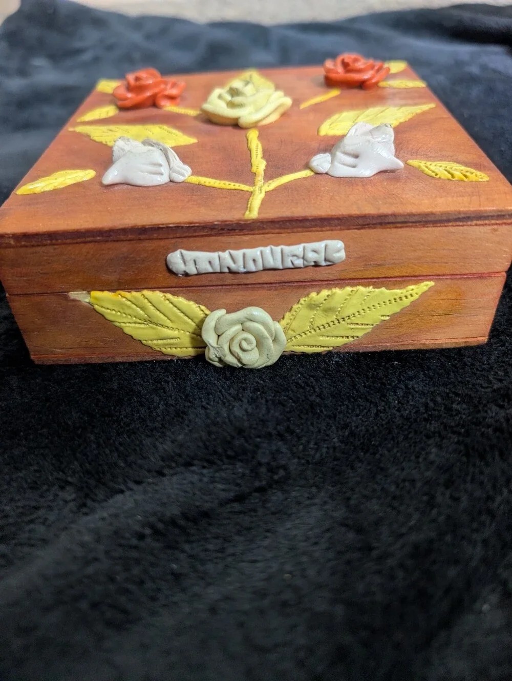 Decorative Wooden Keepsake Box with Roses